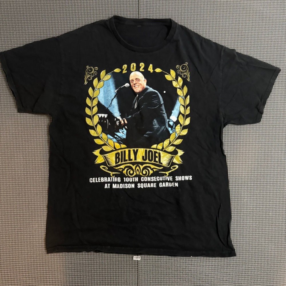 Billy Joel 2024 Tour 100th Madison Square Garden MSG Concert Tee Black Mens M